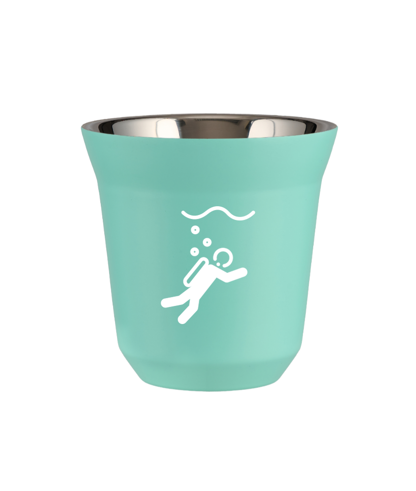 Kubek 150 ml TURKUSOWY "Nurkowanie (biały)"