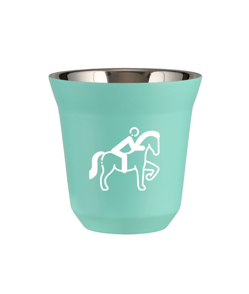Kubek 150 ml TURKUSOWY "Jeździectwo 2 (biały)"