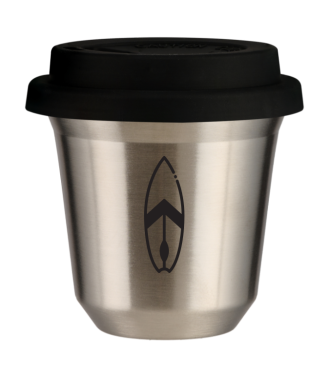Kubek 150 ml SREBRNY "Deska (czarny)", z czarną pokrywką Kubek 150 ml SREBRNY "Deska (czarny)", z czarną pokrywką
