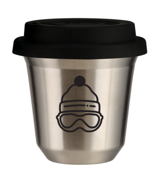Kubek 150 ml SREBRNY "Czapka (czarny)", z czarną pokrywką Kubek 150 ml SREBRNY "Czapka (czarny)", z czarną pokrywką