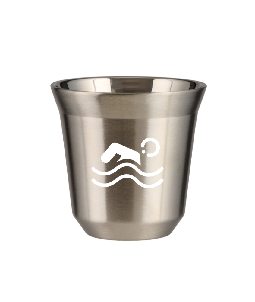 Kubek 150 ml SREBRNY "Pływanie (biały)"