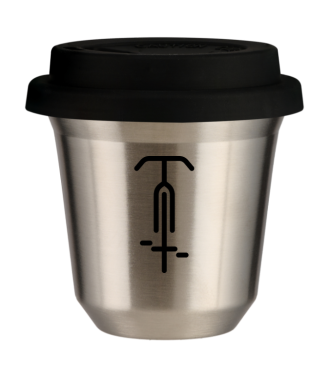 Kubek 150 ml SREBRNY "Kolarstwo 1 (czarny)", z czarną pokrywką Kubek 150 ml SREBRNY "Kolarstwo 1 (czarny)", z czarną pokrywką