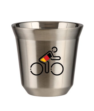 Kubek 150 ml SREBRNY "Kolarz w niemieckich barwach (czarny)" Kubek 150 ml SREBRNY "Kolarz w niemieckich barwach (czarny)"
