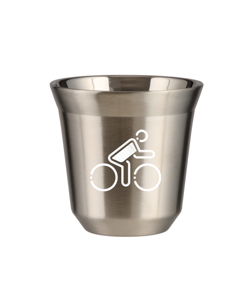 Kubek 150 ml SREBRNY "Kolarz w brytyjskich barwach (biały)"