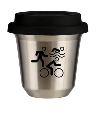 Kubek 150 ml SREBRNY "Sporty (czarny)", z czarną pokrywką Kubek 150 ml SREBRNY "Sporty (czarny)", z czarną pokrywką