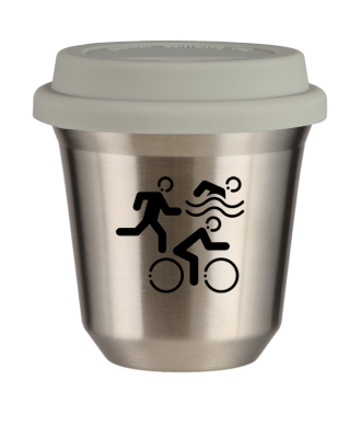 Kubek 150 ml SREBRNY "Sporty (czarny)", z białą pokrywką Kubek 150 ml SREBRNY "Sporty (czarny)", z białą pokrywką