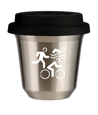 Kubek 150 ml SREBRNY "Sporty (biały)", z czarną pokrywką Kubek 150 ml SREBRNY "Sporty (biały)", z czarną pokrywką