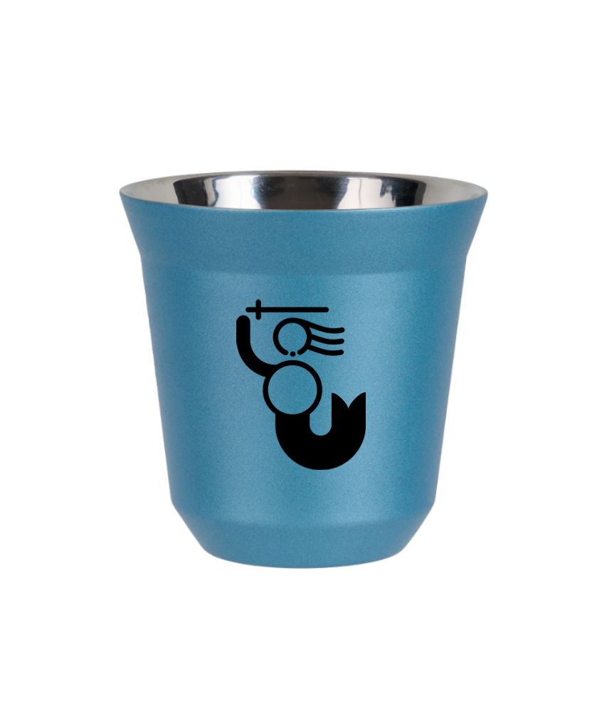 Kubek 150 ml BŁĘKITNY METALIC "WARSZAWSKA SYRENKA (czarny)"