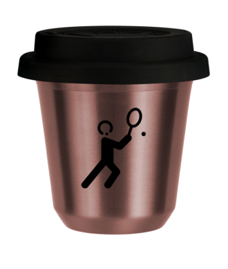 R?owy kubek zloto 150 ml, TENIS 1 (czarny) z pokrywka czarna