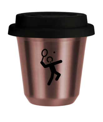 R?owy kubek zloto 150 ml, TENIS 2 (czarny) z pokrywka czarna