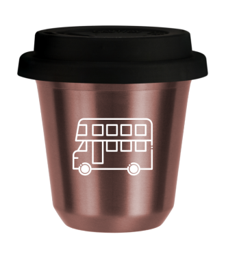 R?owy kubek zloto 150 ml, AUTOBUS (bialy) z pokrywka czarna