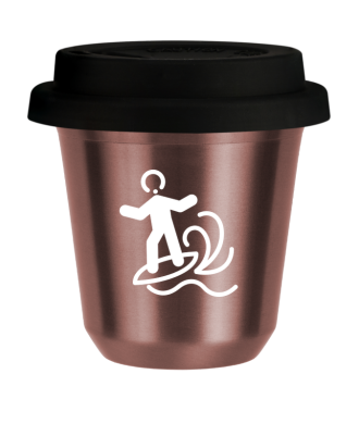 R?owy kubek zloto 150 ml, WINDSURFING (bialy) z pokrywka czarna