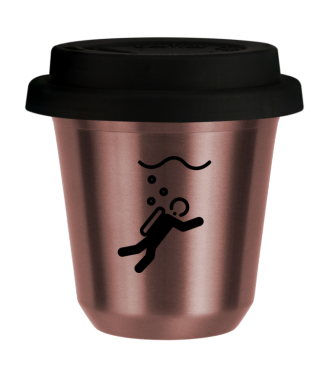 R?owy kubek zloto 150 ml, NURKOWANIE (czarny) z pokrywka czarna