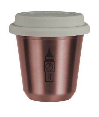R?owy kubek zloto 150 ml, BIG BEN z pokrywka biala