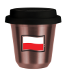 R?owy kubek zloto 150 ml, FLAGA POLSKI (czarny) z pokrywka czarna kubek termiczny na kawe | 75,00 zł