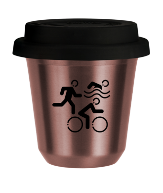 R?owy kubek zloto 150 ml, SPORTY z pokrywka czarna