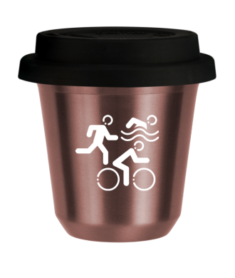 R?owy kubek zloto 150 ml, SPORTY (bialy) z pokrywka czarna