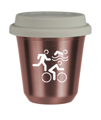 R?owy kubek zloto 150 ml, SPORTY (bialy) z pokrywka biala