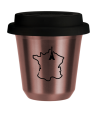 R?owy kubek zloto 150 ml, FRANCJA (czarny) z pokrywka czarna kubek termiczny na kawe | 75,00 zł