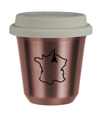 R?owy kubek zloto 150 ml, FRANCJA (czarny) z pokrywka biala