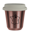 R?owy kubek zloto 150 ml, FRANCJA (czarny) z pokrywka biala kubek termiczny na kawe | 75,00 zł