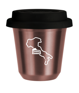 R?owy kubek zloto 150 ml, WLOCHY (bialy) z pokrywka czarna