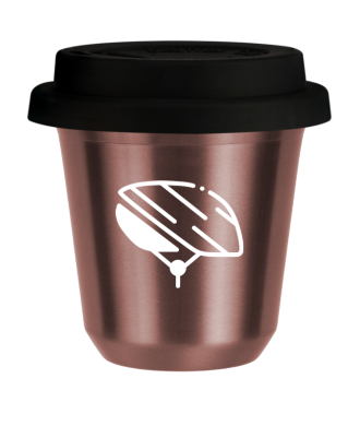 R?owy kubek zloto 150 ml, KASK (bialy) z pokrywka czarna