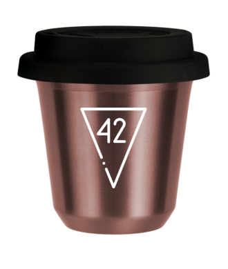 R?owy kubek zloto 150 ml, 42 (bialy) z pokrywka czarna