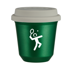 Cup 80 ml METALLIC GREEN "Tennis 2 (white)", with white lid