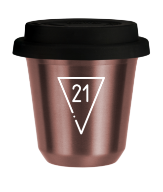 R?owy kubek zloto 150 ml, 21 (bialy) z pokrywka czarna