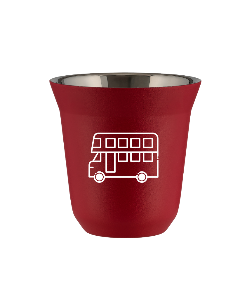 Kubek czerwony mat 150 ml, AUTOBUS (bialy) kubek termiczny na kawe | 65,00 zł