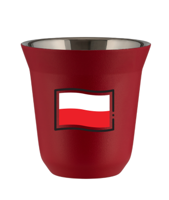 Kubek czerwony mat 150 ml, FLAGA POLSKI (czarny) kubek termiczny na kawe | 70,00 zł