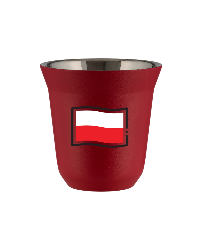 Kubek czerwony mat 150 ml, FLAGA POLSKI (czarny) kubek termiczny na kawe | 70,00 zł Kubek czerwony mat 150 ml, FLAGA POLSKI (czarny) kubek termiczny na kawe | 70,00 zł