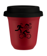 Kubek czerwony mat 150 ml, SPORTY (czarny) z pokrywka czarna kubek termiczny na kawe | 75,00 zł