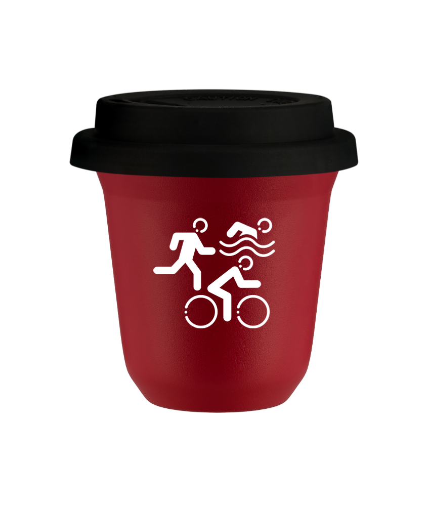 Kubek czerwony mat 150 ml, SPORTY (bialy) z pokrywka czarna kubek termiczny na kawe | 75,00 zł