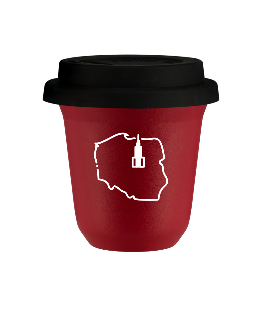 Kubek czerwony mat 150 ml, POLSKA (bialy) z pokrywka czarna kubek termiczny na kawe | 75,00 zł Kubek czerwony mat 150 ml, POLSKA (bialy) z pokrywka czarna kubek termiczny na kawe | 75,00 zł