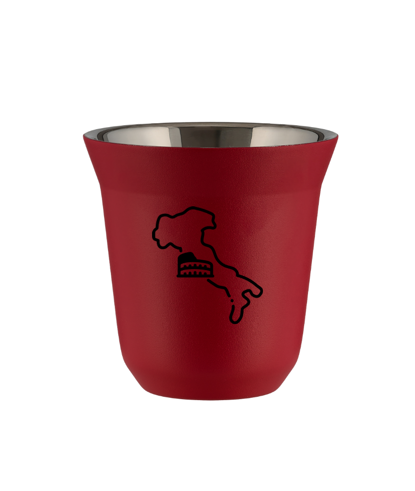 Kubek czerwony mat 150 ml, WLOCHY (czarny) kubek termiczny na kawe | 70,00 zł