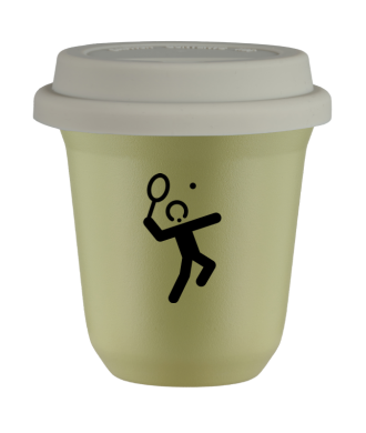 Kubek pistacjowy 150 ml, TENIS 2 z pokrywka biala
