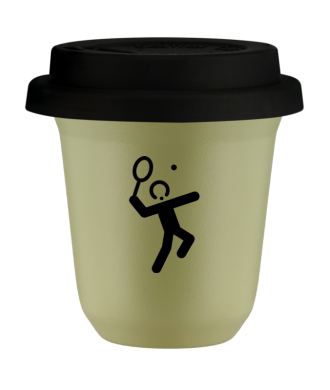 Kubek pistacjowy 150 ml, TENIS 2 (czarny) z pokrywka czarna