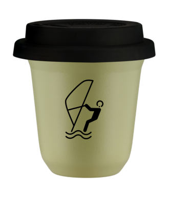 Kubek pistacjowy 150 ml, SPORTY WODNE (czarny) z pokrywka czarna
