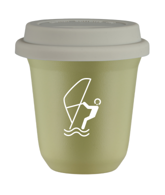 Kubek pistacjowy 150 ml, SPORTY WODNE (bialy) z pokrywka biala