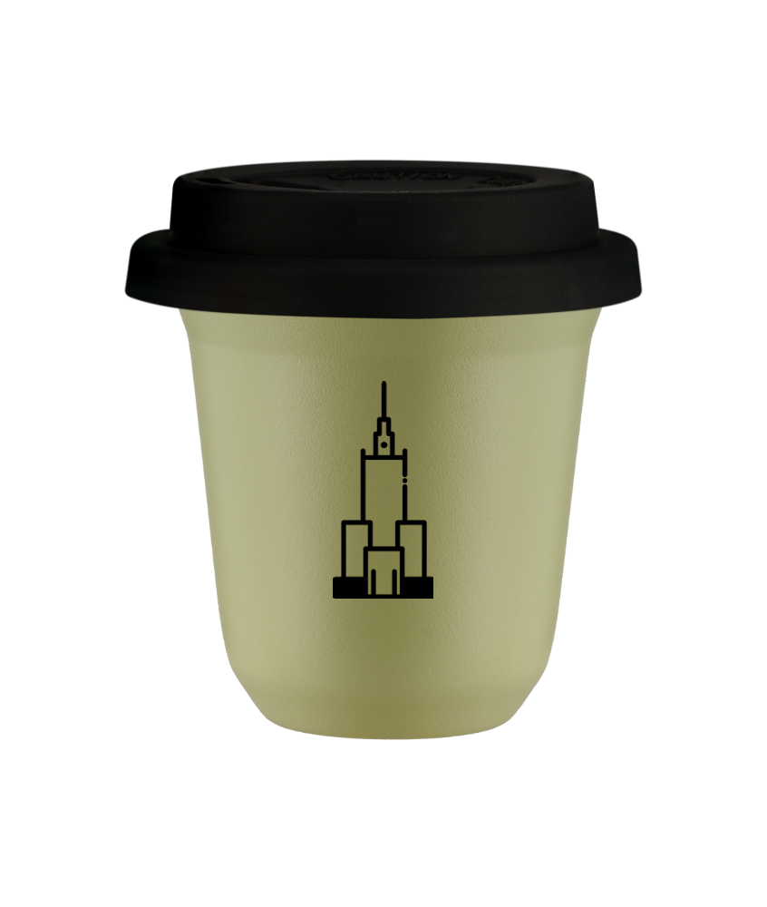 Kubek pistacjowy 150 ml, PALAC KULTURY I NAUKI (czarny) z pokrywka czarna kubek termiczny na kawe | 70,00 zł