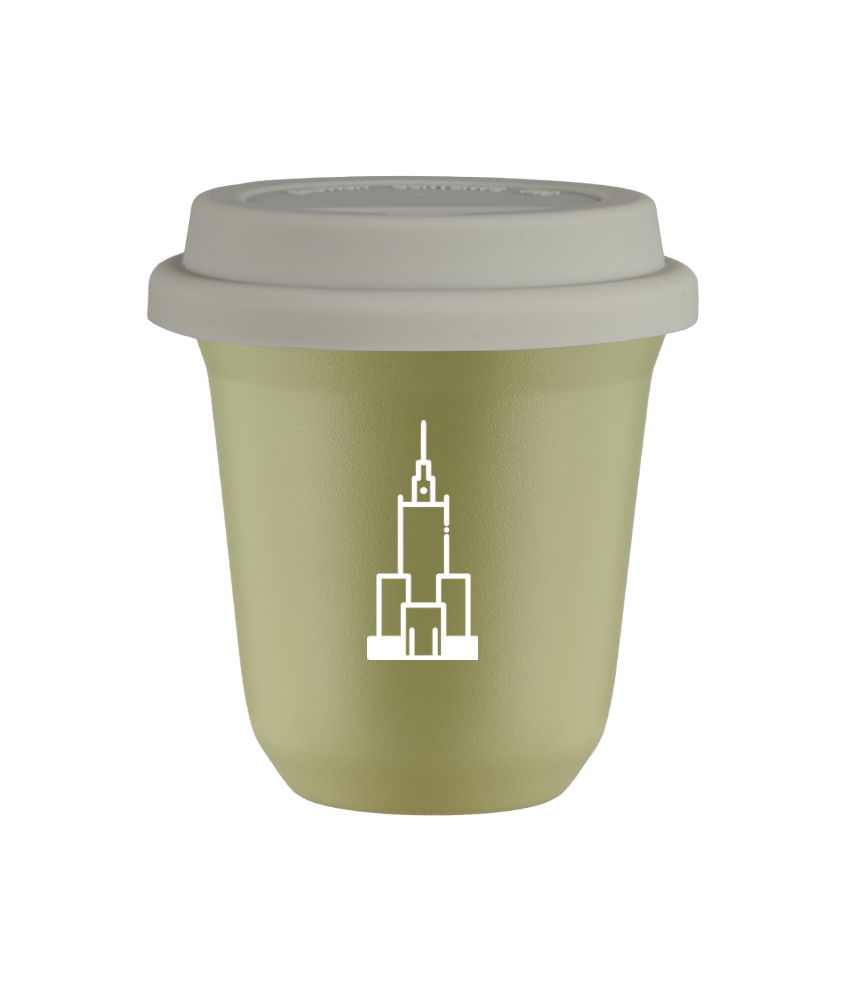Kubek pistacjowy 150 ml, PALAC KULTURY I NAUKI (bialy) z pokrywka biala kubek termiczny na kawe | 70,00 zł Kubek pistacjowy 150 ml, PALAC KULTURY I NAUKI (bialy) z pokrywka biala kubek termiczny na kawe | 70,00 zł