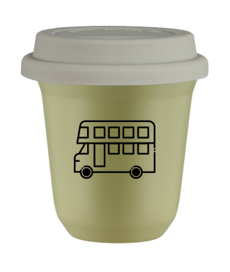 Kubek pistacjowy 150 ml, AUTOBUS z pokrywka biala