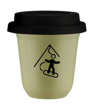 Kubek pistacjowy 150 ml, SNOWBOARD z pokrywka czarna