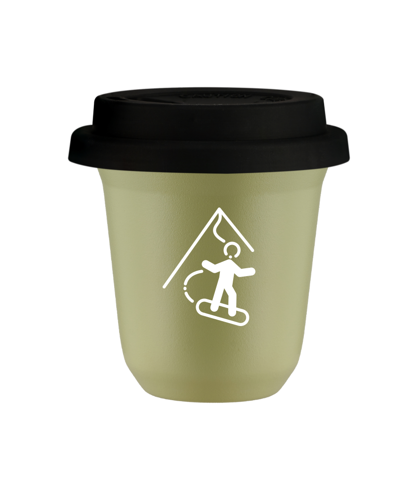 Kubek pistacjowy 150 ml, SNOWBOARD (bialy) z pokrywka czarna kubek termiczny na kawe | 70,00 zł