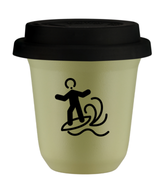 Kubek pistacjowy 150 ml, WINDSURFING z pokrywka czarna