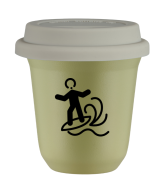 Kubek pistacjowy 150 ml, WINDSURFING z pokrywka biala