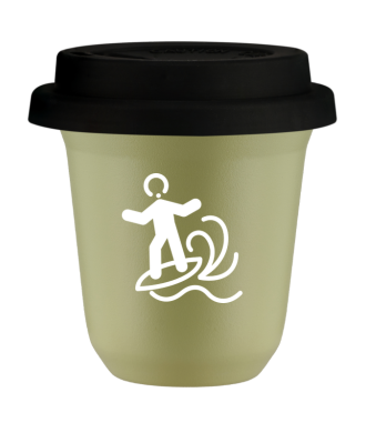 Kubek pistacjowy 150 ml, WINDSURFING (bialy) z pokrywka czarna