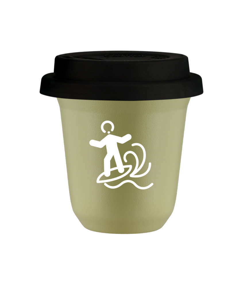 Kubek pistacjowy 150 ml, WINDSURFING (bialy) z pokrywka czarna kubek termiczny na kawe | 70,00 zł